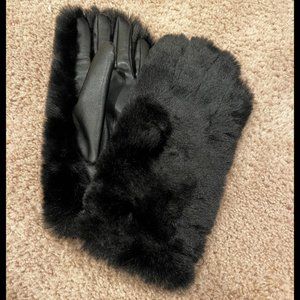 Kensie: Womens Plush Faux Fur, Faux Leather Gloves